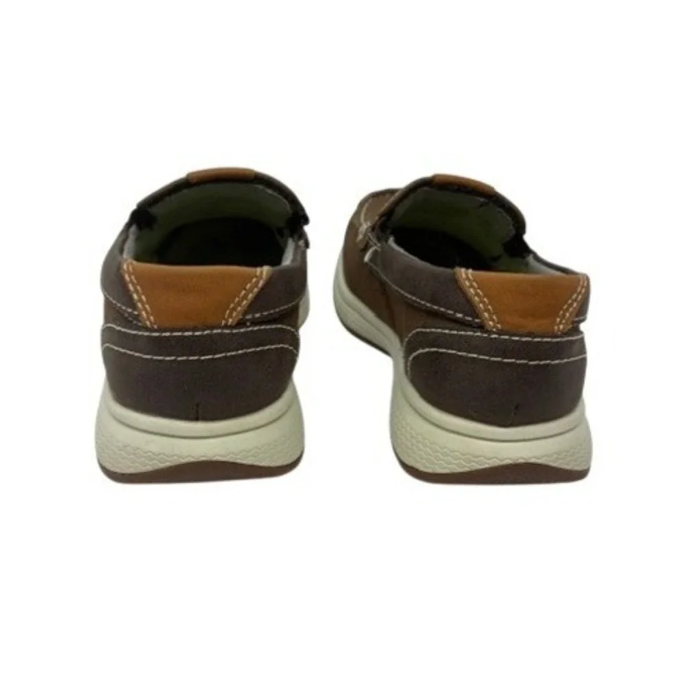 Florsheim Kids Brown Slip On Loafers Moc Toe Comfortech Shoes 10.5M